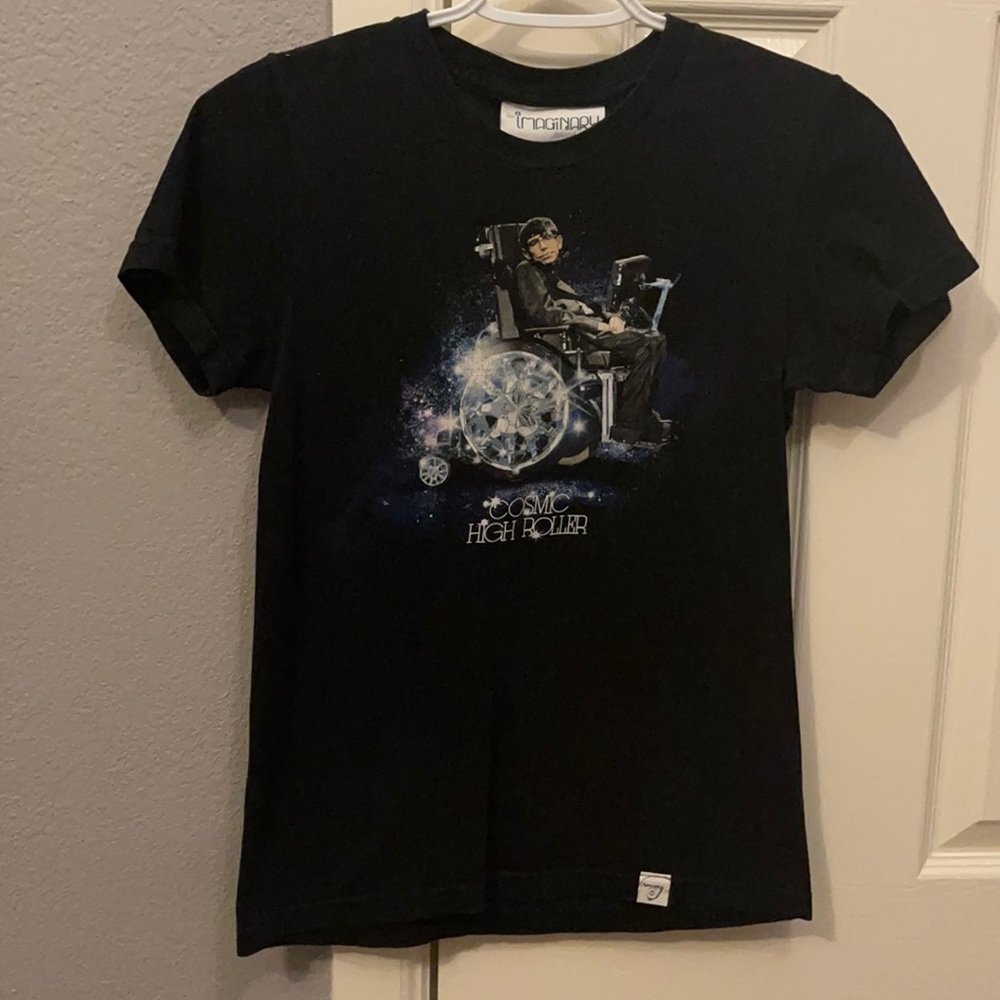 Black tshirt Imaginary Foundation honoring Stephen Hawking Cosmic High Roller